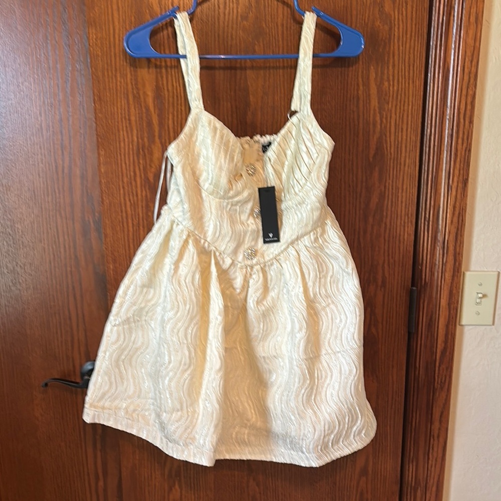 Lulu's Cream Sweetheart Sundress Mini